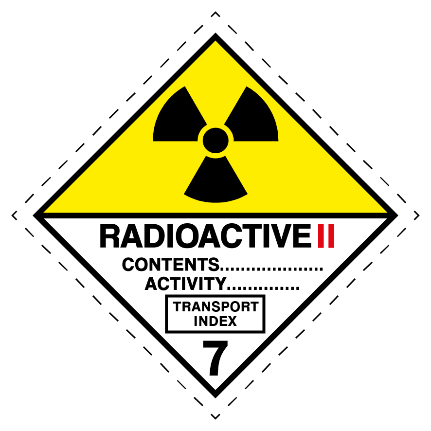 Etiqueta adhesiva Categoría II - AMARILLA modelo 7B ADR 10x10 cm