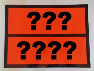 Hoja autoadhesiva Personalizable panel naranja 300 x 400 mm con raya ADR/RID/IMDG