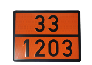 Señal V-11 panel naranja gasolina 33/1203 - ADR 300 x 400 mm