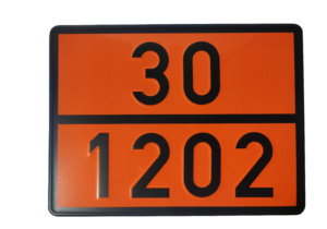 Señal V-11 panel naranja gasóleo 30/1202 - ADR 300 x 400 mm