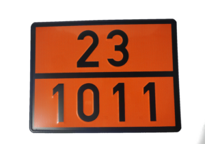 Señal V-11 panel naranja butano 23/1011 - ADR 300 x 400 mm