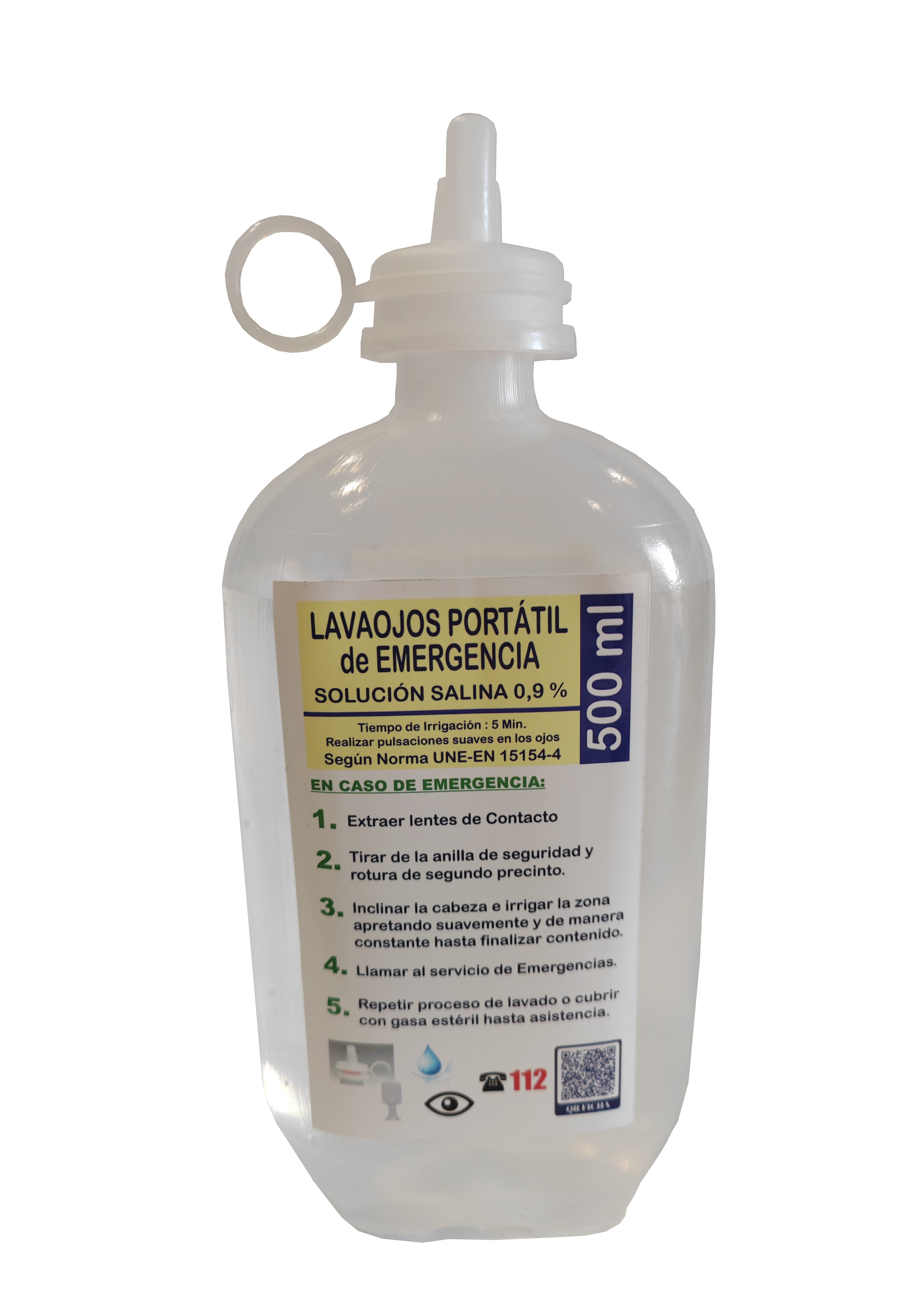 AutoKit lavado de ojos solución salina 0.9% oftalmológica ADR, 500 ml